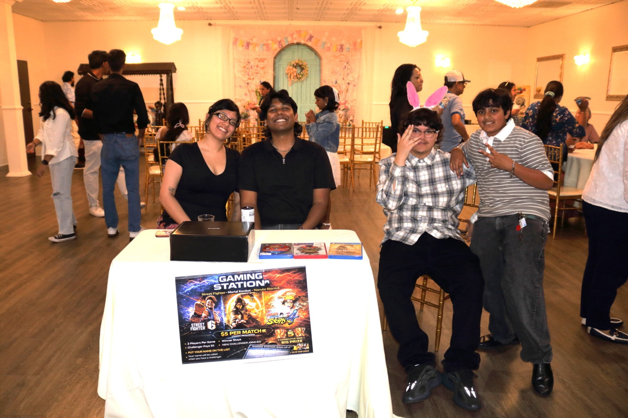 Guests at the festival gaming station