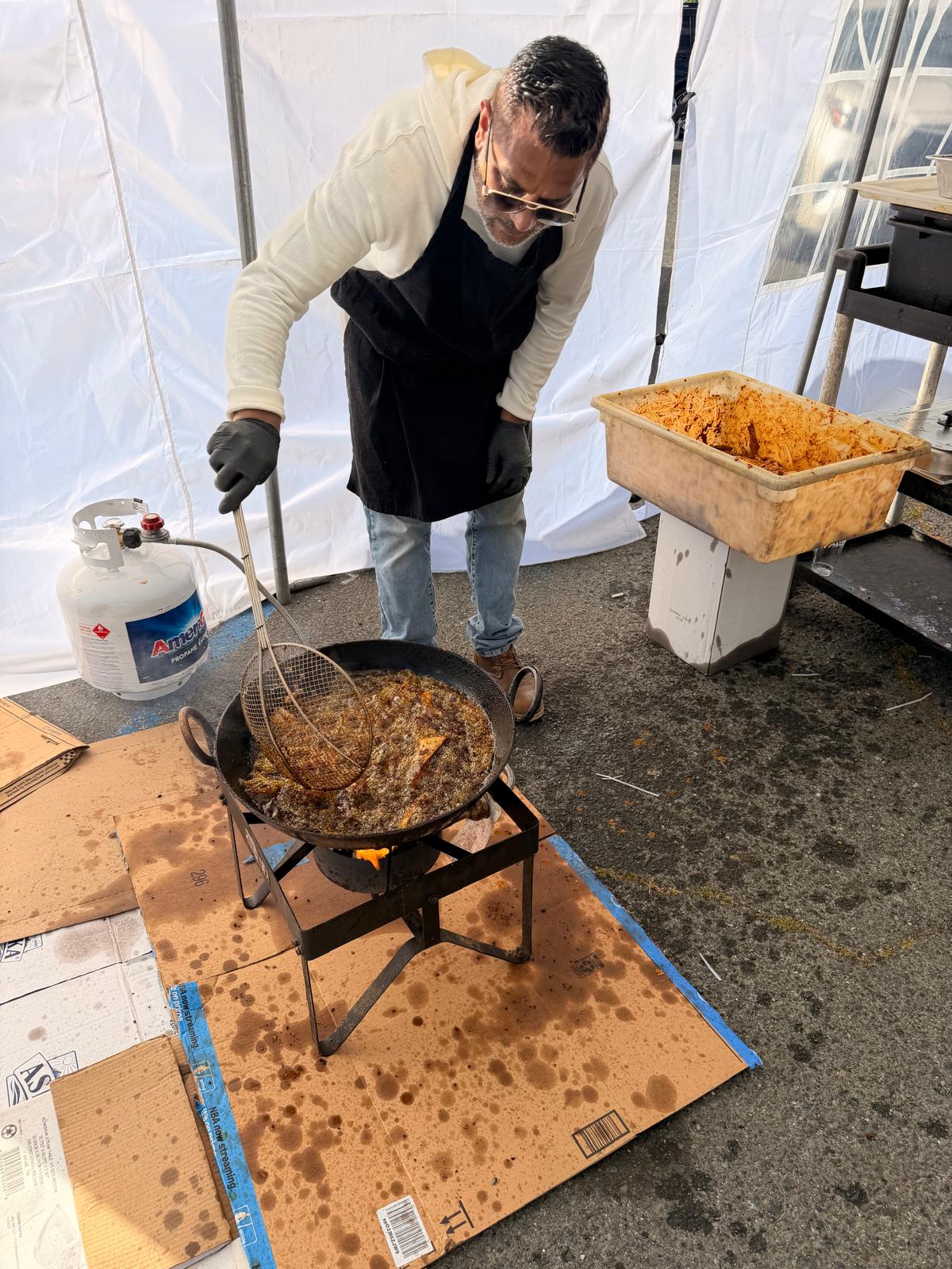 Fresh food being cooked at the festival